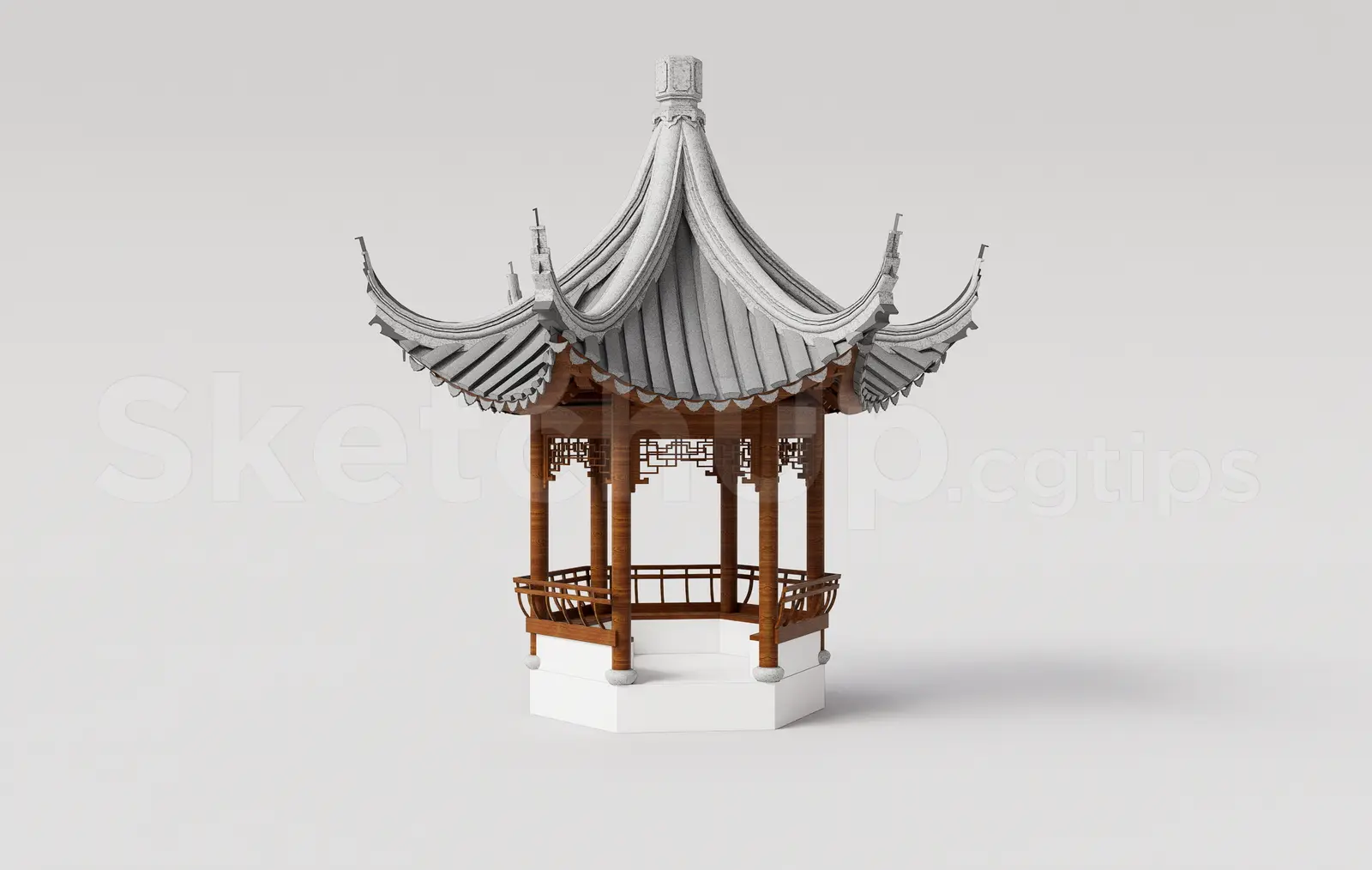 Traditional Asian Wooden Gazebo Pavilion — preview 1 (cgtips, CC0)