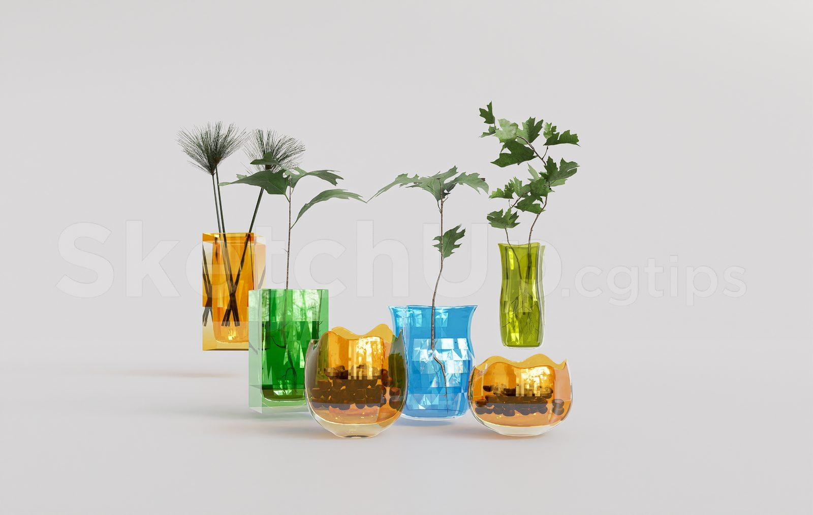 Modern Colored Glass Vase Set