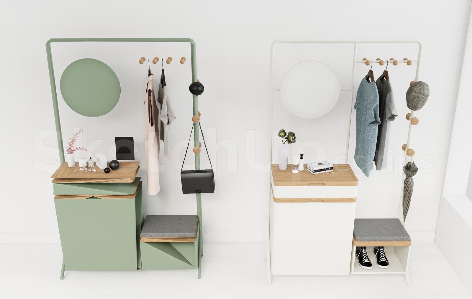 Space-Saving Entryway Organizer with Shoe Storage and Clothing Rack