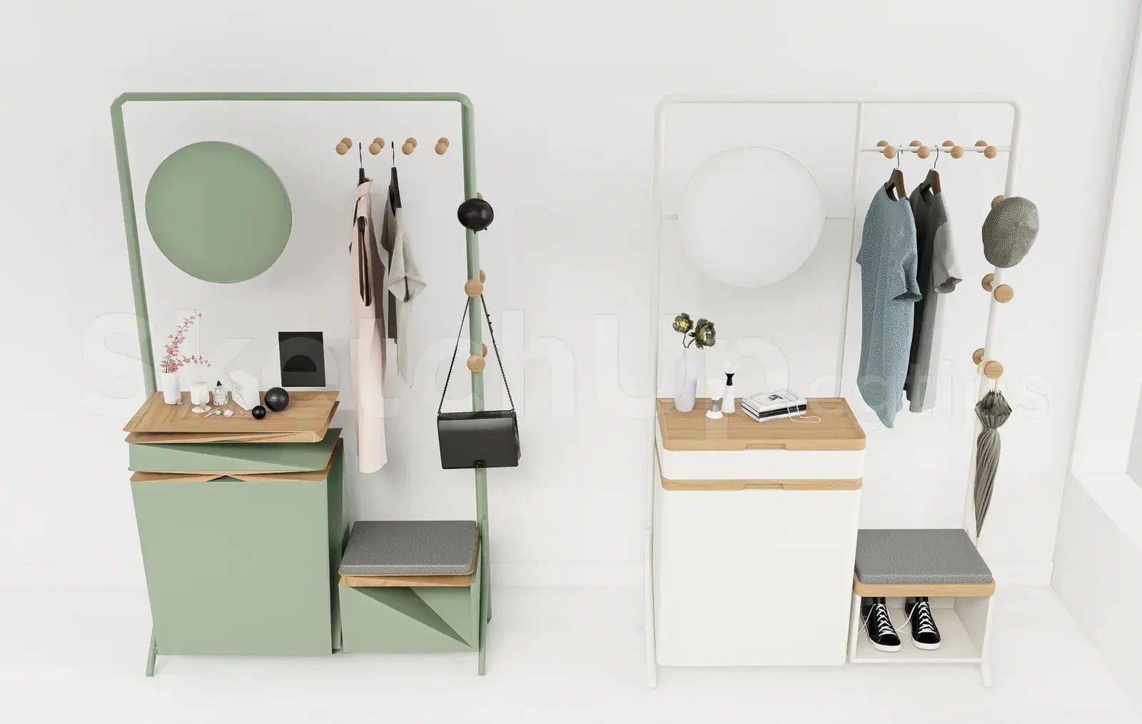 Space-Saving Entryway Organizer with Shoe Storage and Clothing Rack