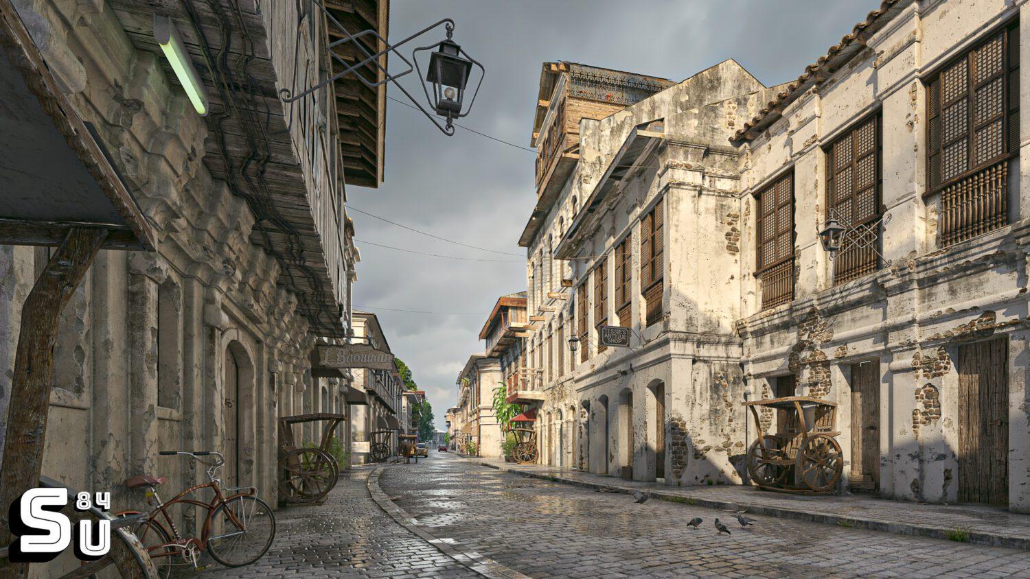 Antique Buildings With A Street