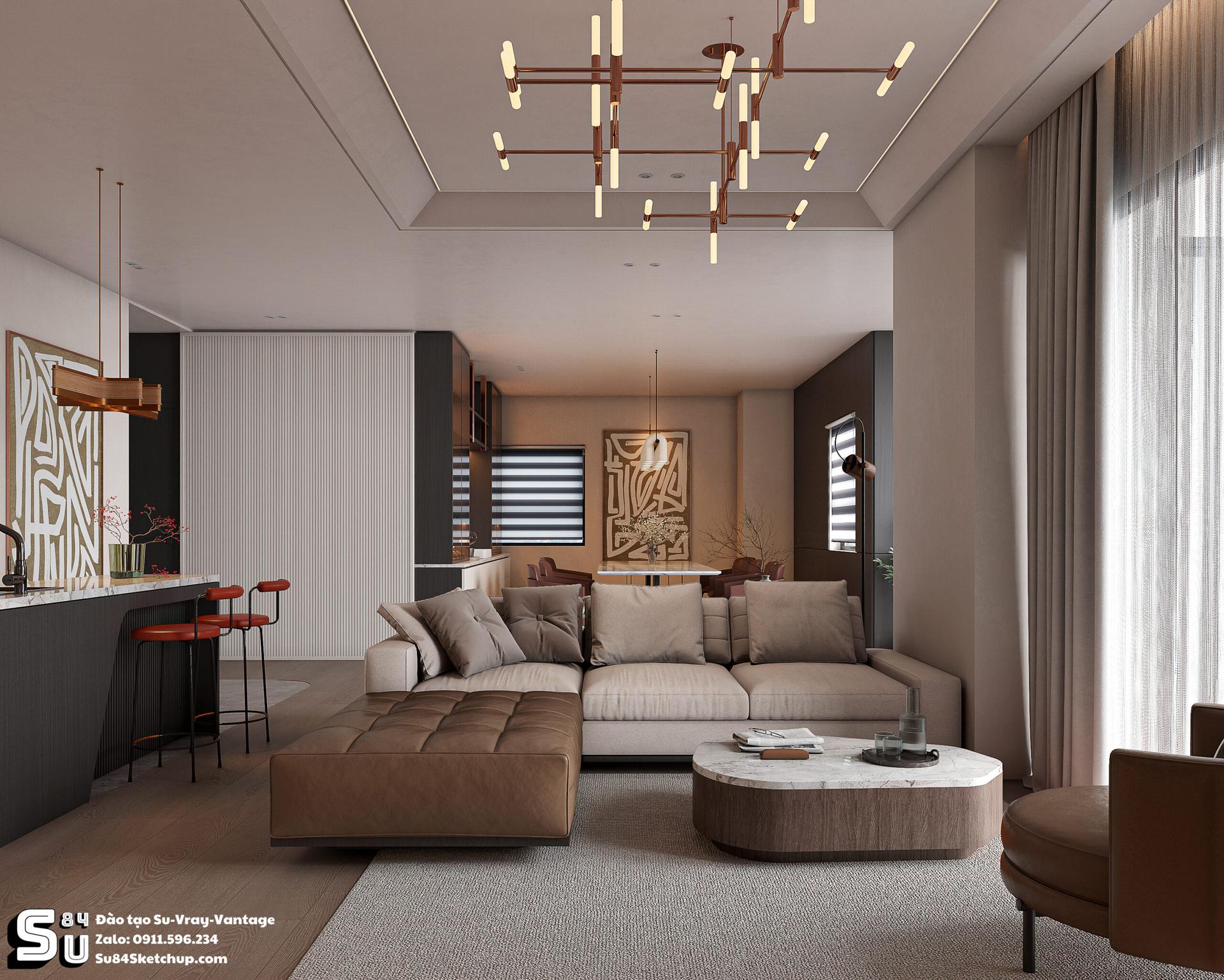 Modern Luxury Living Room – Kitchen Interior Design