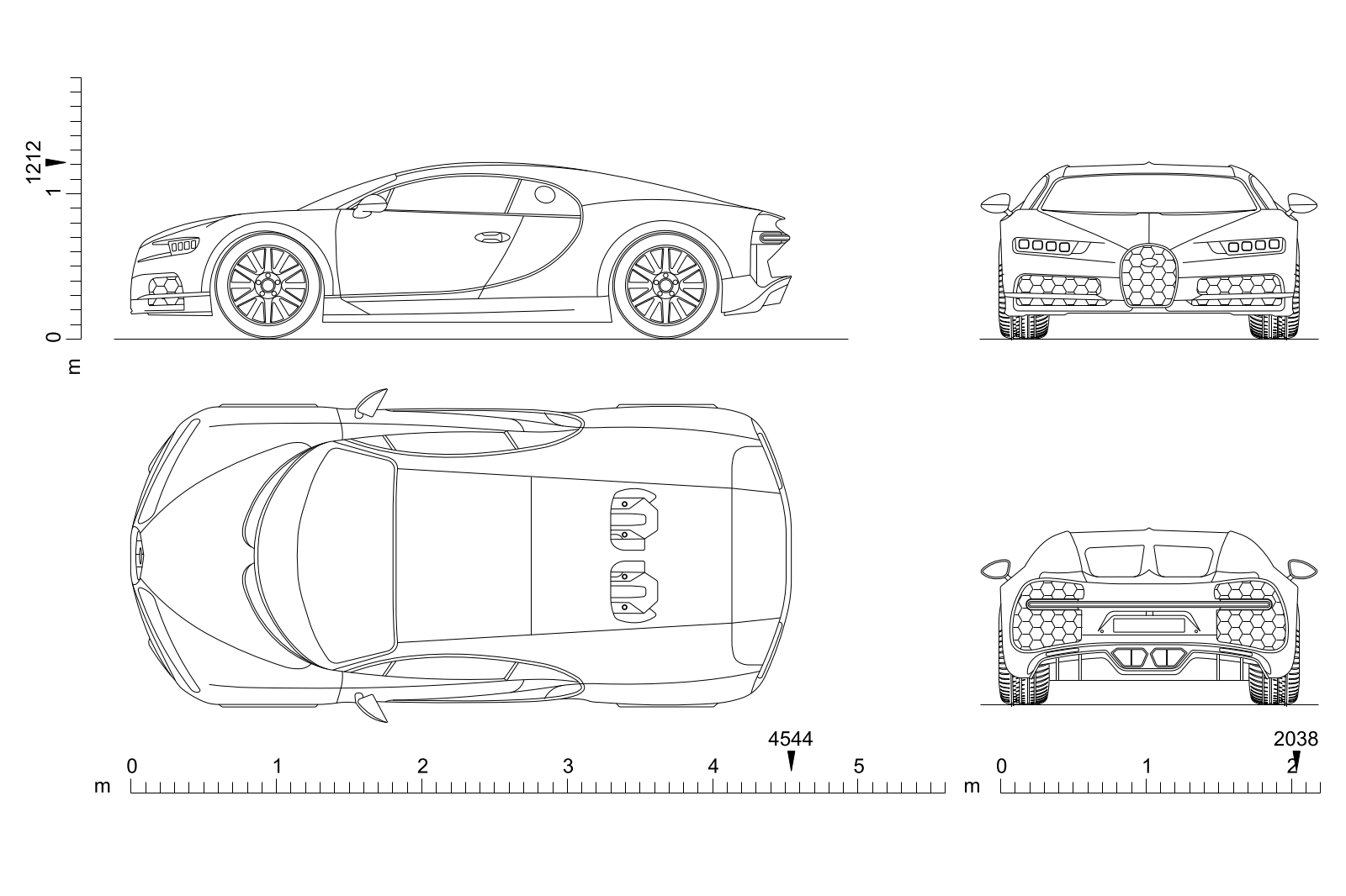 Bugatti Chiron dimensions