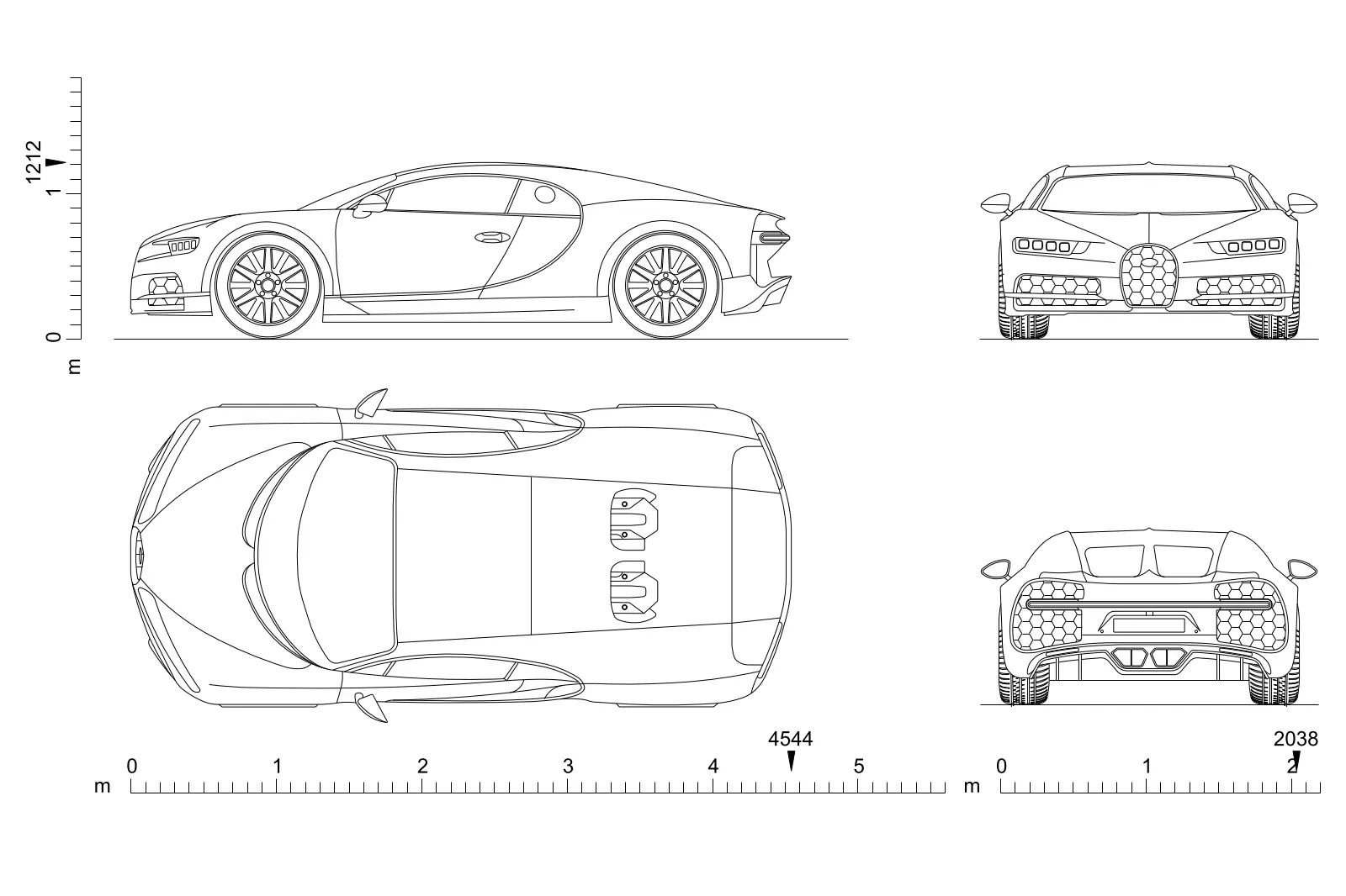 Bugatti Chiron dimensions