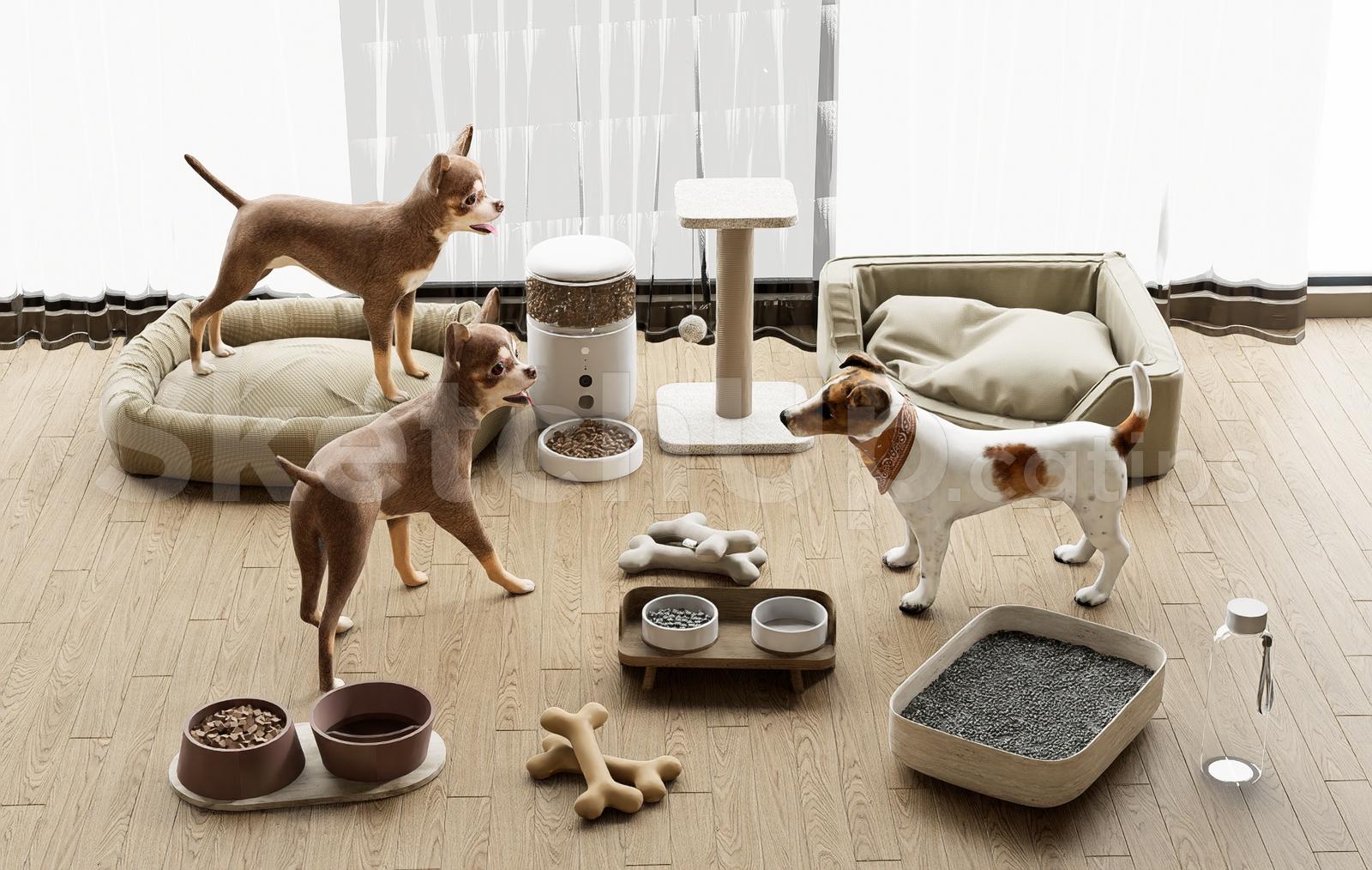 Ultimate Pet Supplies and Dogs 3D Model Collection