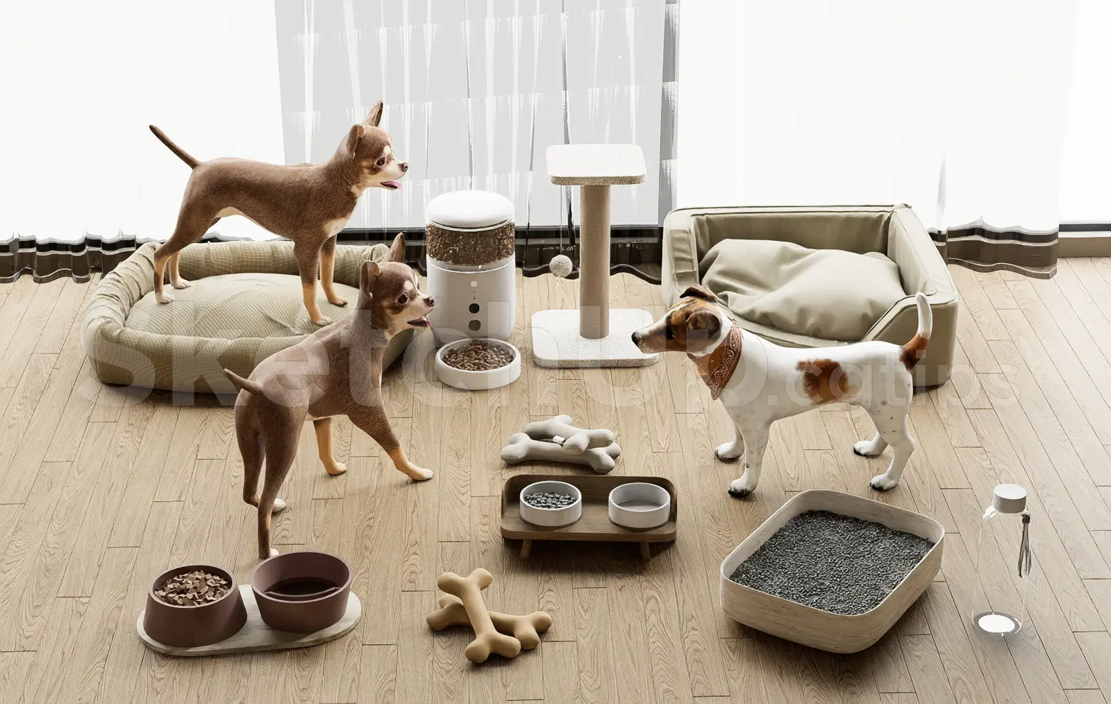 Ultimate Pet Supplies and Dogs 3D Model Collection — preview 1 (cgtips, CC0)
