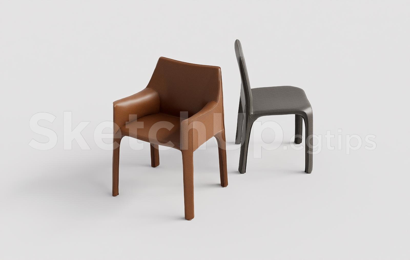 Modern Leather Dining Chair and Armchair