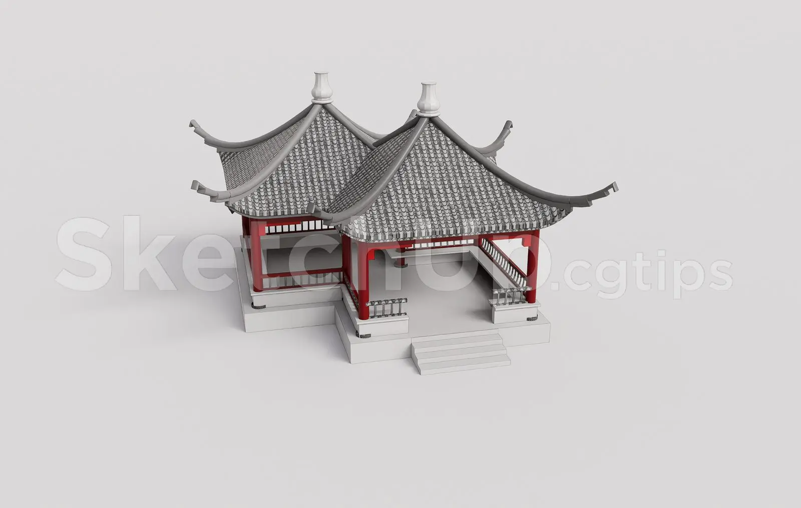 Traditional Wooden Pavilion with Tiled Roof — preview 1 (cgtips)
