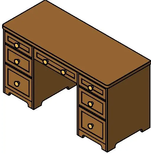 Simple Desk — preview 1, by by24 (RevitCity, CC0)