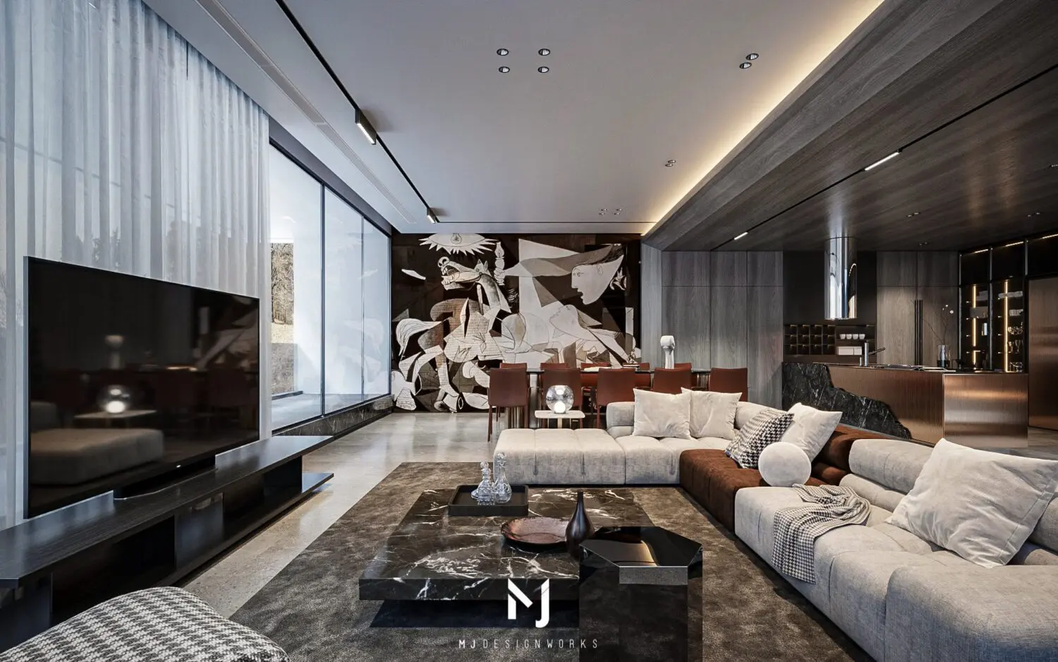 Living Room -Kitchen Interior — preview 1, by Bui Thanh Tung (3dzip)