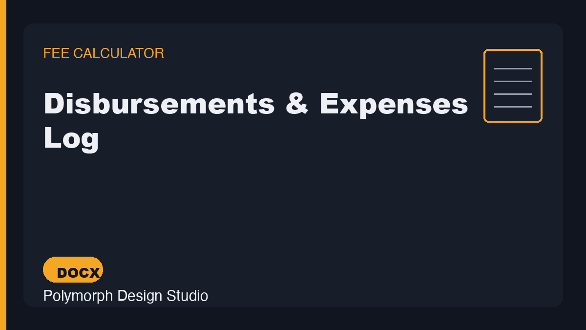 Disbursements & Expenses Log