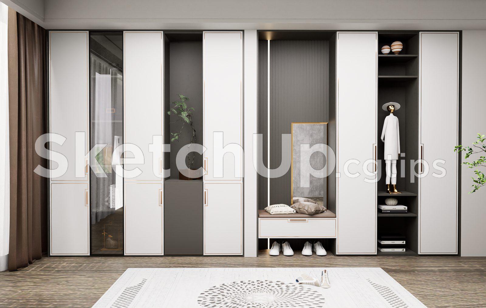 Modern Shoe Cabinet SketchUp 3D Model
