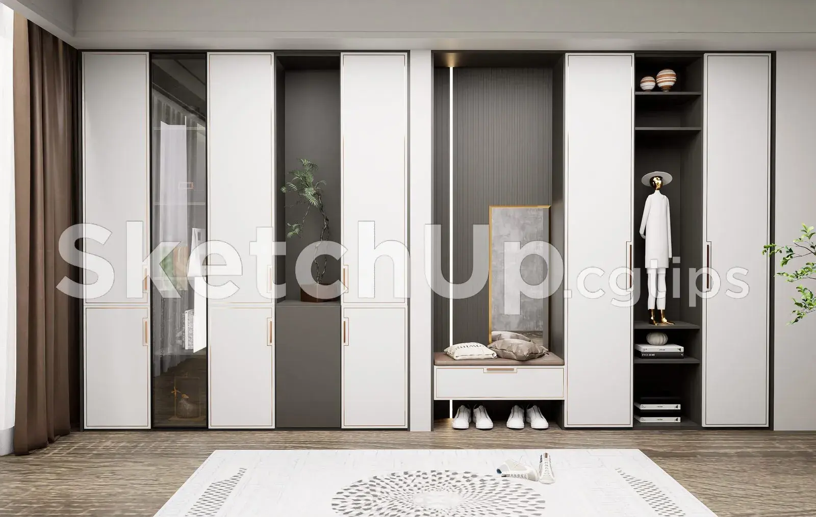 Modern Shoe Cabinet SketchUp 3D Model