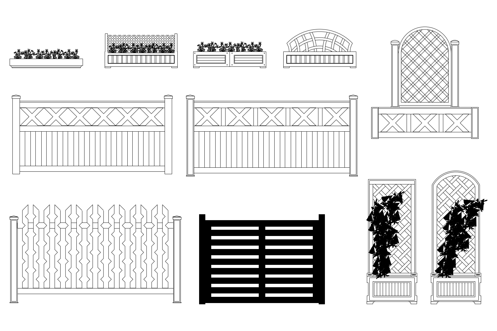 Flower bed and wooden fences