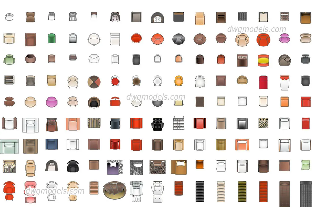 Armchair Collection — preview 1 (dwgmodels.com, CC0)