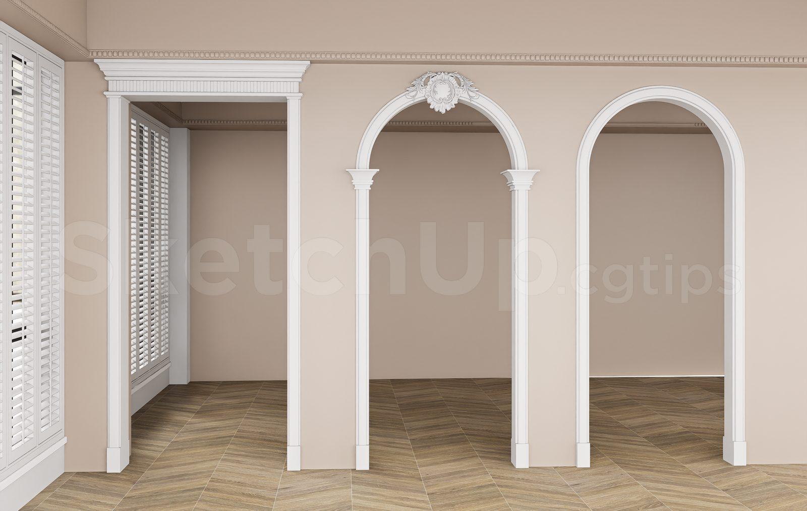 Classic Wooden Arched Doorway — preview 1 (cgtips)
