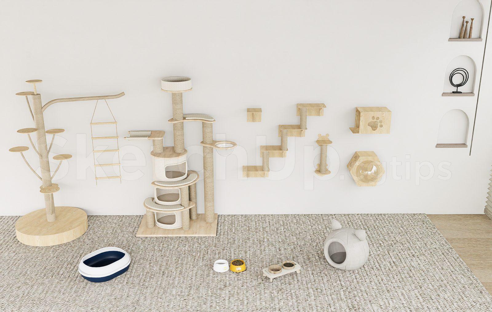 Luxury Cat Tree and Wall-Mounted Cat Shelves