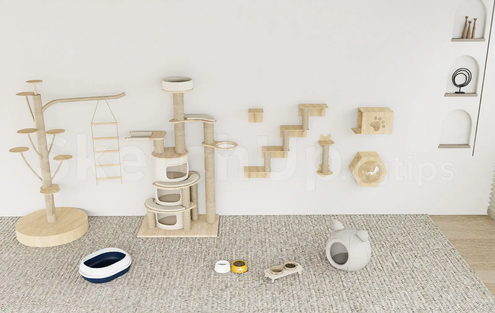 Luxury Cat Tree and Wall-Mounted Cat Shelves
