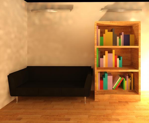 Bookshelf with books