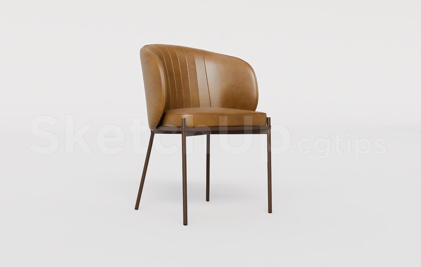Modern Brown Leather Dining Chair