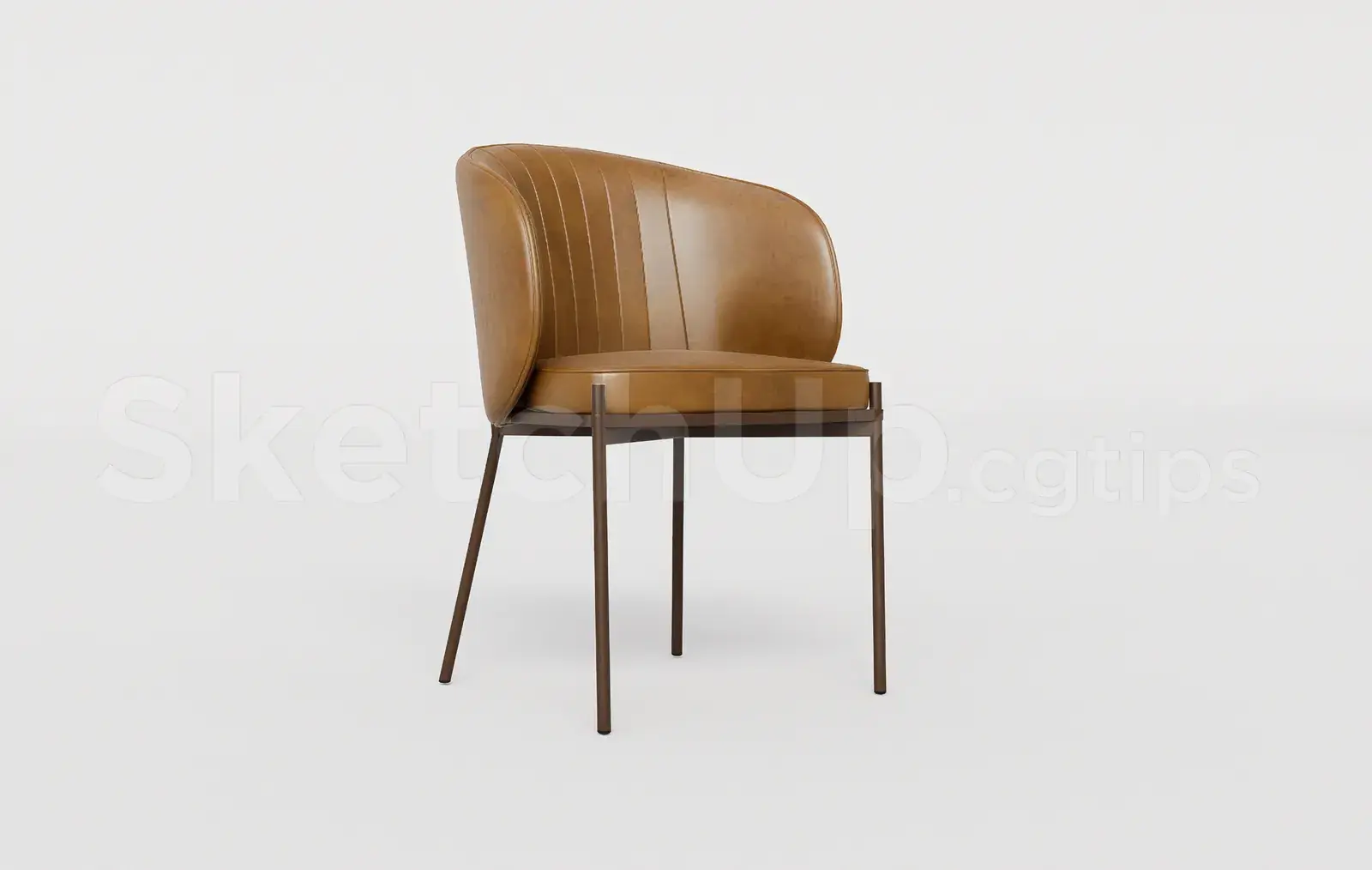 Modern Brown Leather Dining Chair