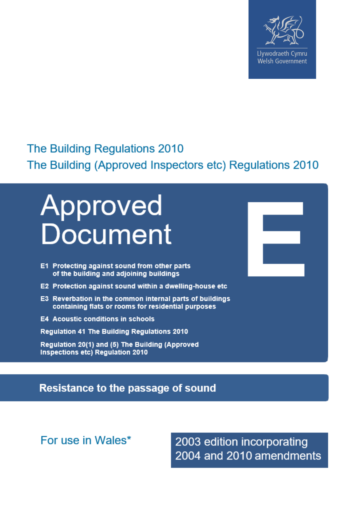 Approved Document E: Resistance to the Passage of Sound