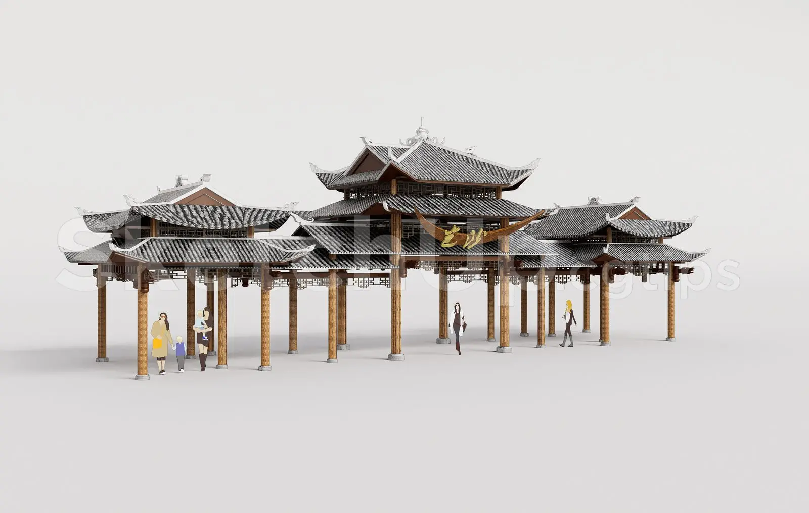Traditional Wooden Pavilion 3D Model Free Download