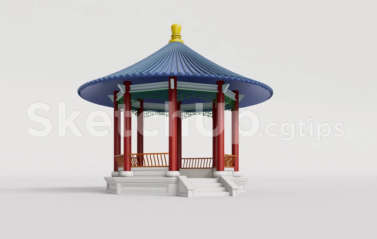 Traditional Wooden Pavilion with Tiled Roof