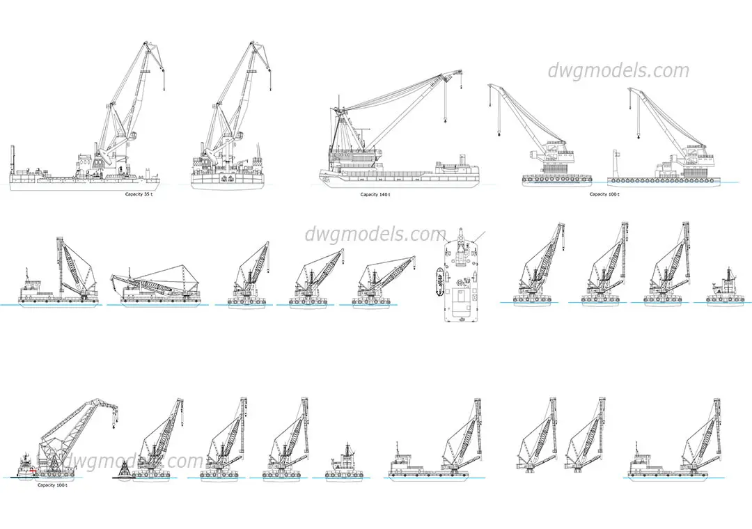 Floating cranes — preview 1 (dwgmodels.com, CC0)