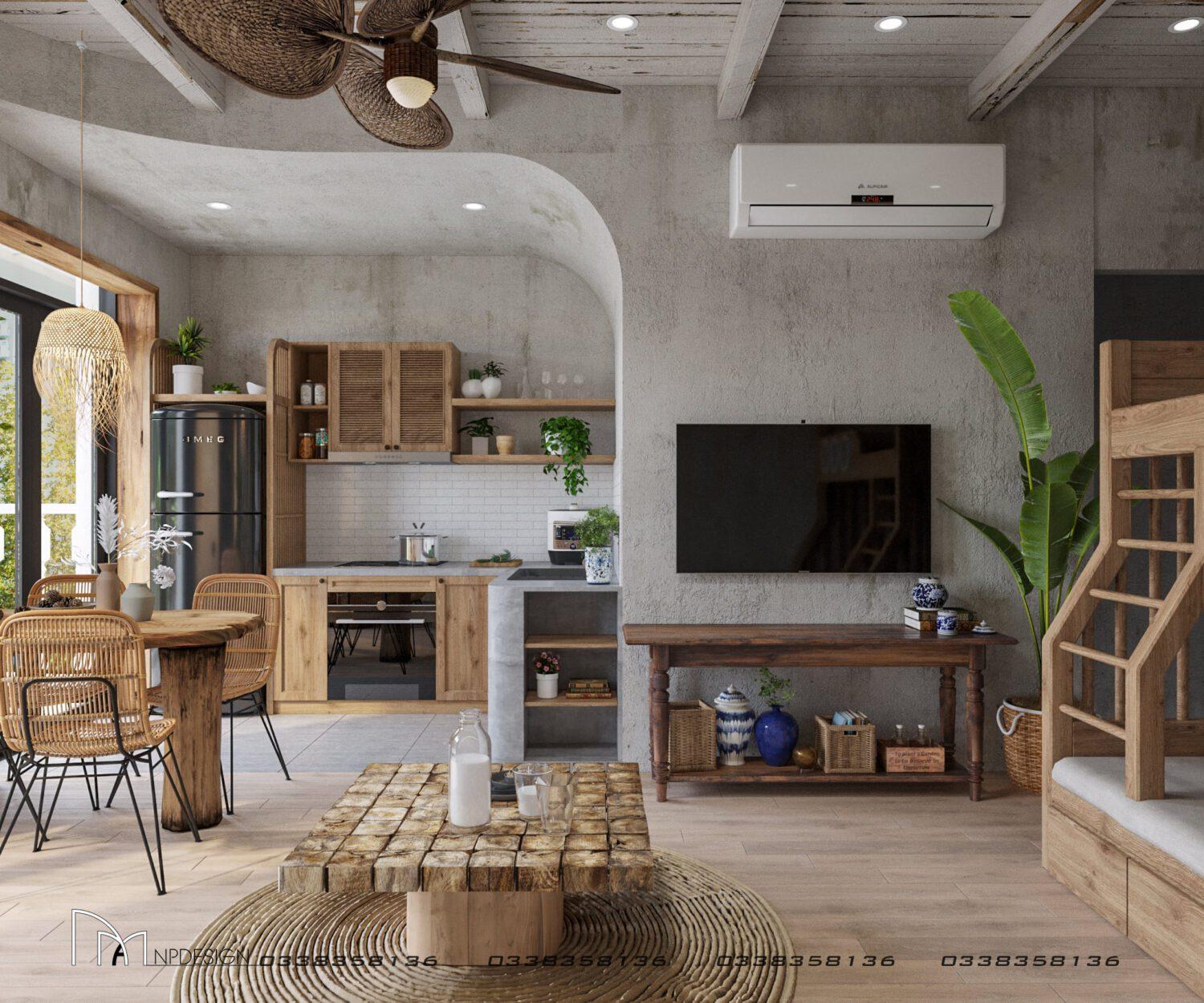 Interior Living room- kitchen — preview 1, by Nam Phung (3dzip)