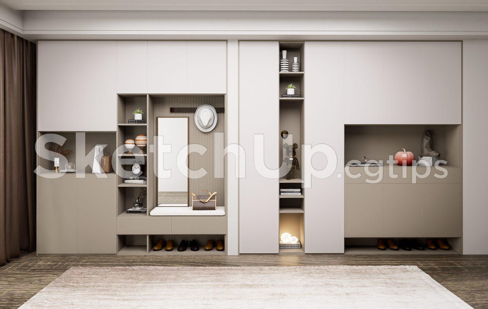 Modern Shoe Cabinet SketchUp 3D Model