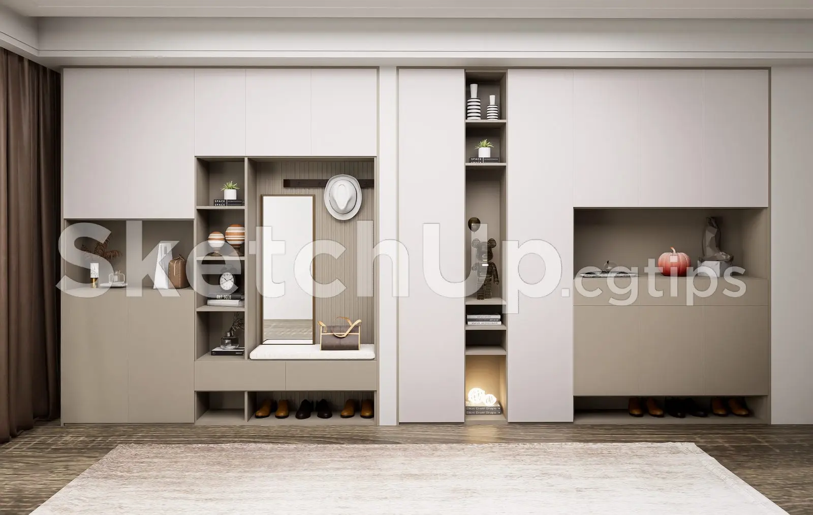 Modern Shoe Cabinet SketchUp 3D Model