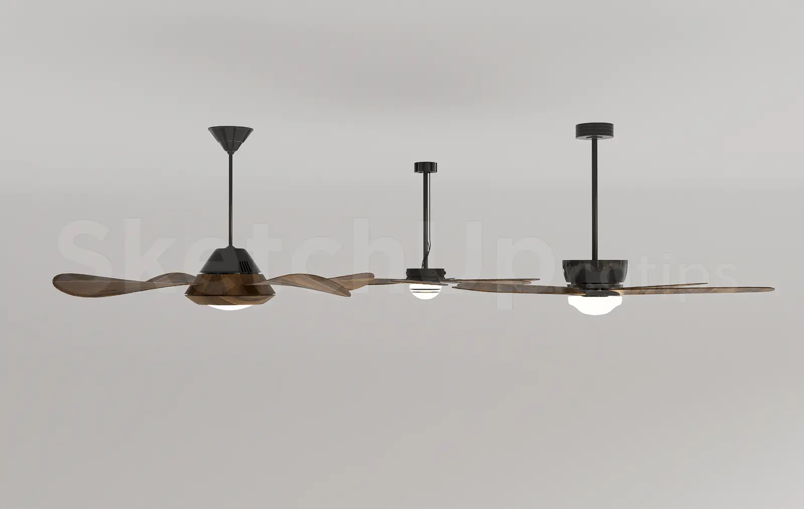 Modern Indoor Ceiling Fan with LED Lamp — preview 1 (cgtips, CC0)