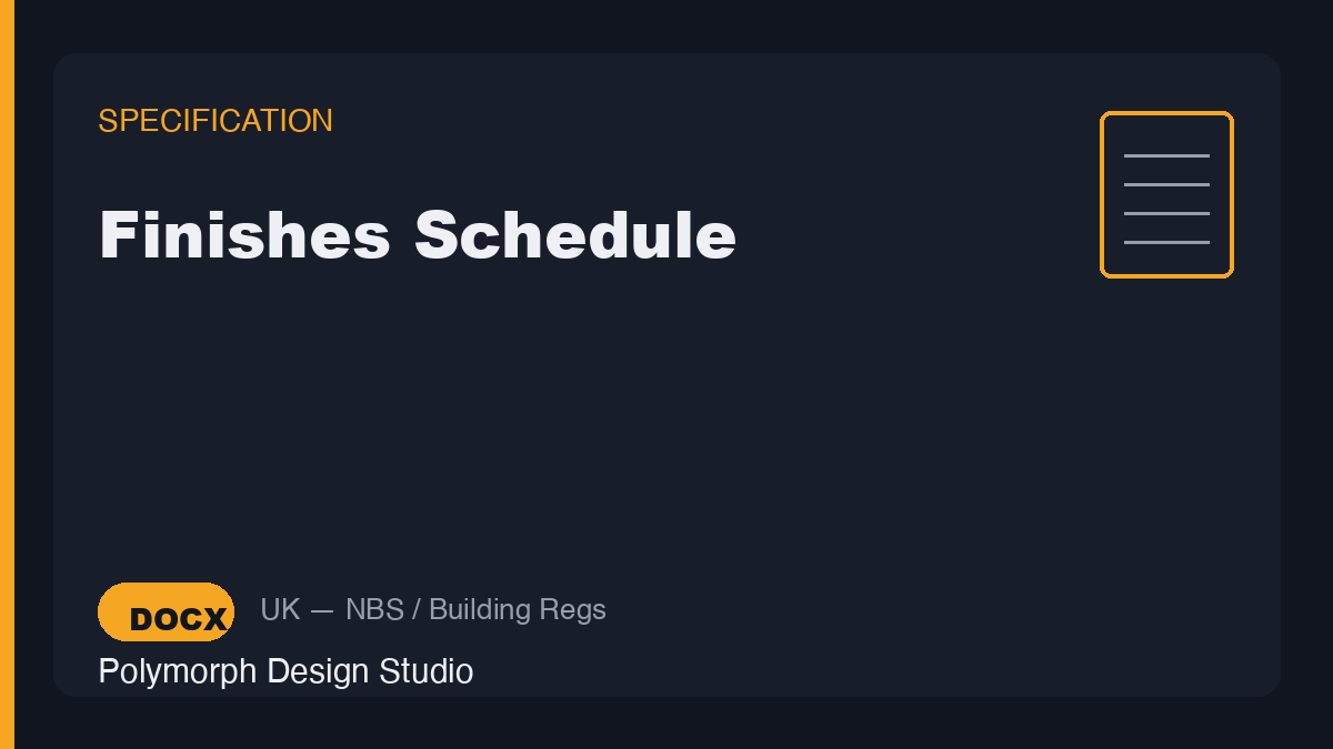 Finishes Schedule