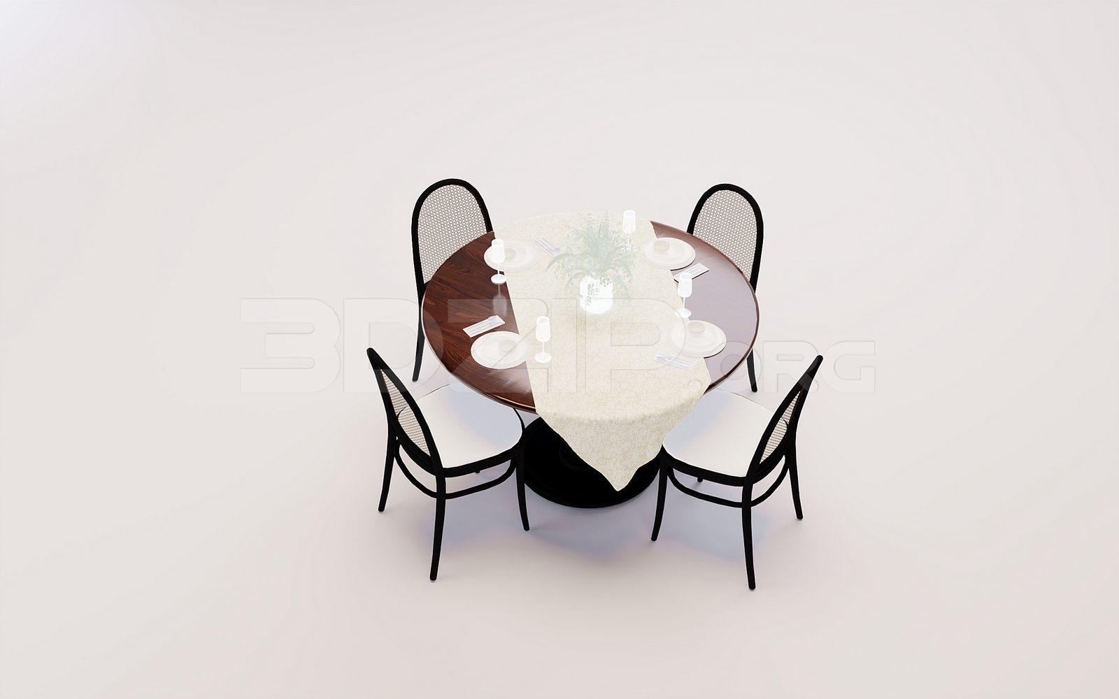 Dining Table & Chair Model for Interior Design — preview 1 (3dzip)