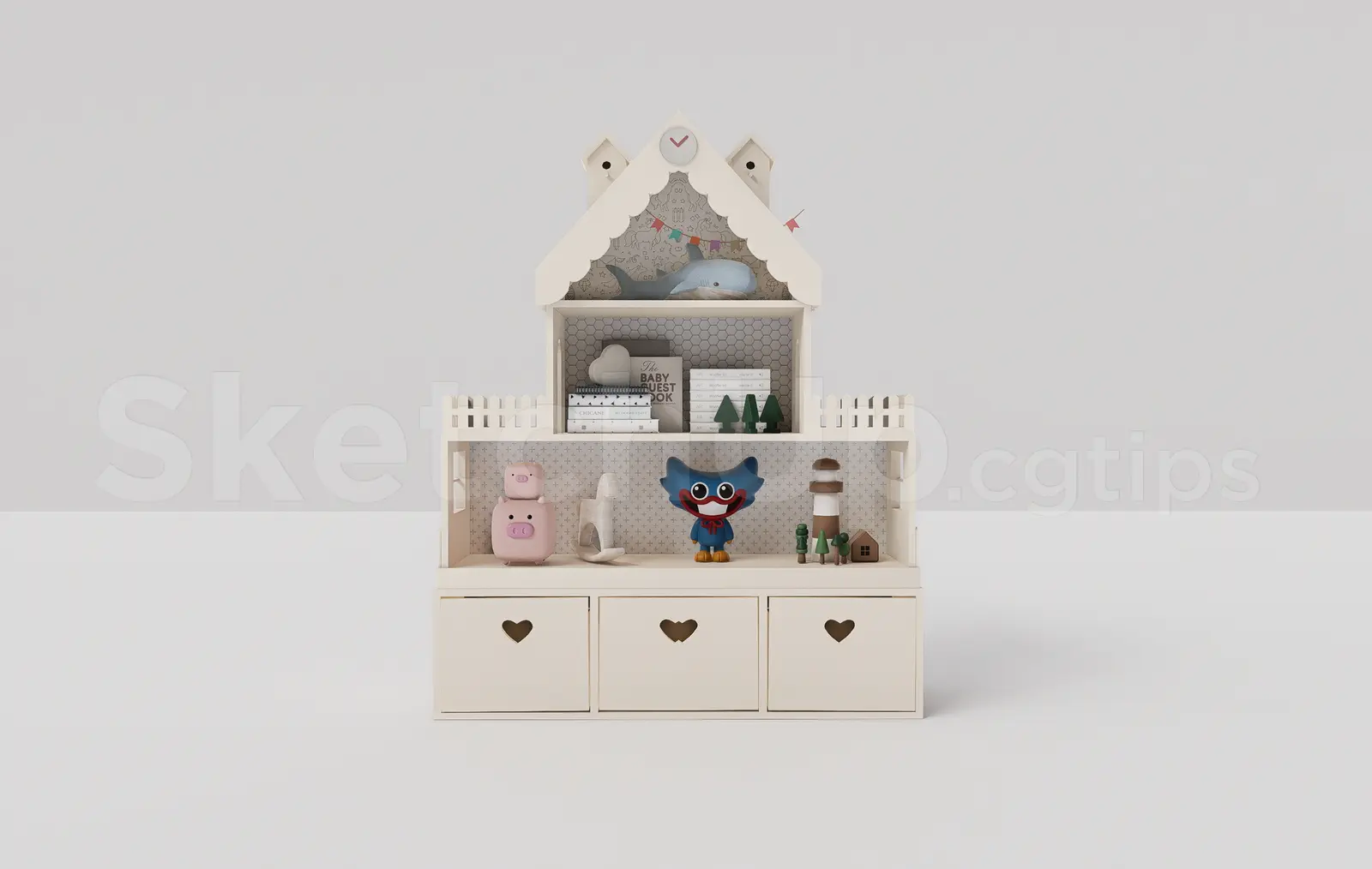 Childrens Dollhouse Storage Shelf — preview 1 (cgtips, CC0)