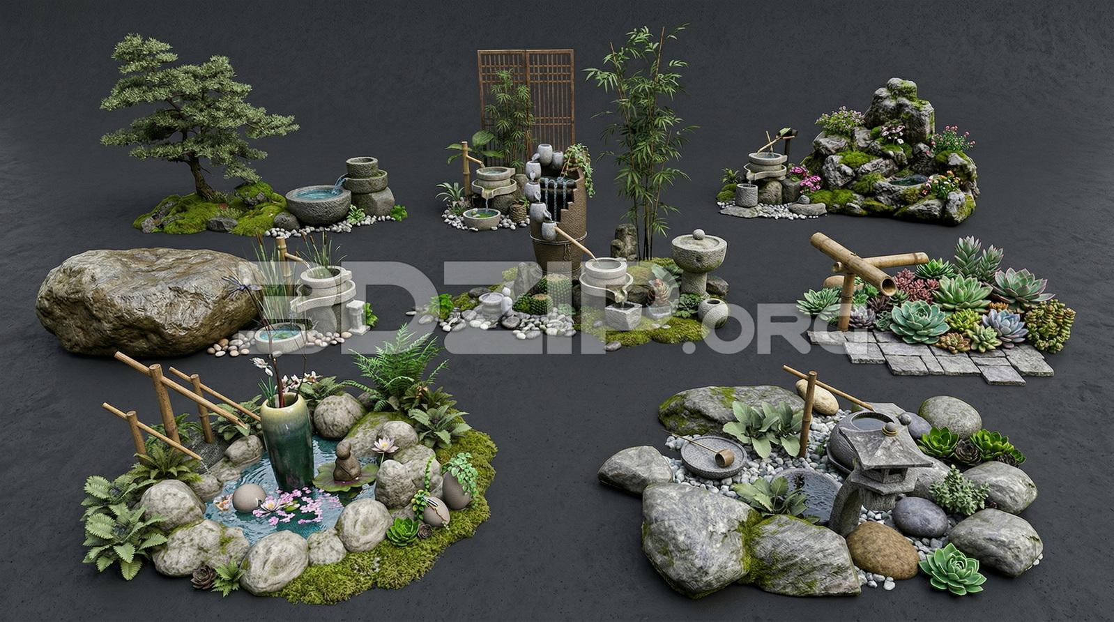 Asian Zen Garden Mini Scenes Collection Landscape Asset Pack