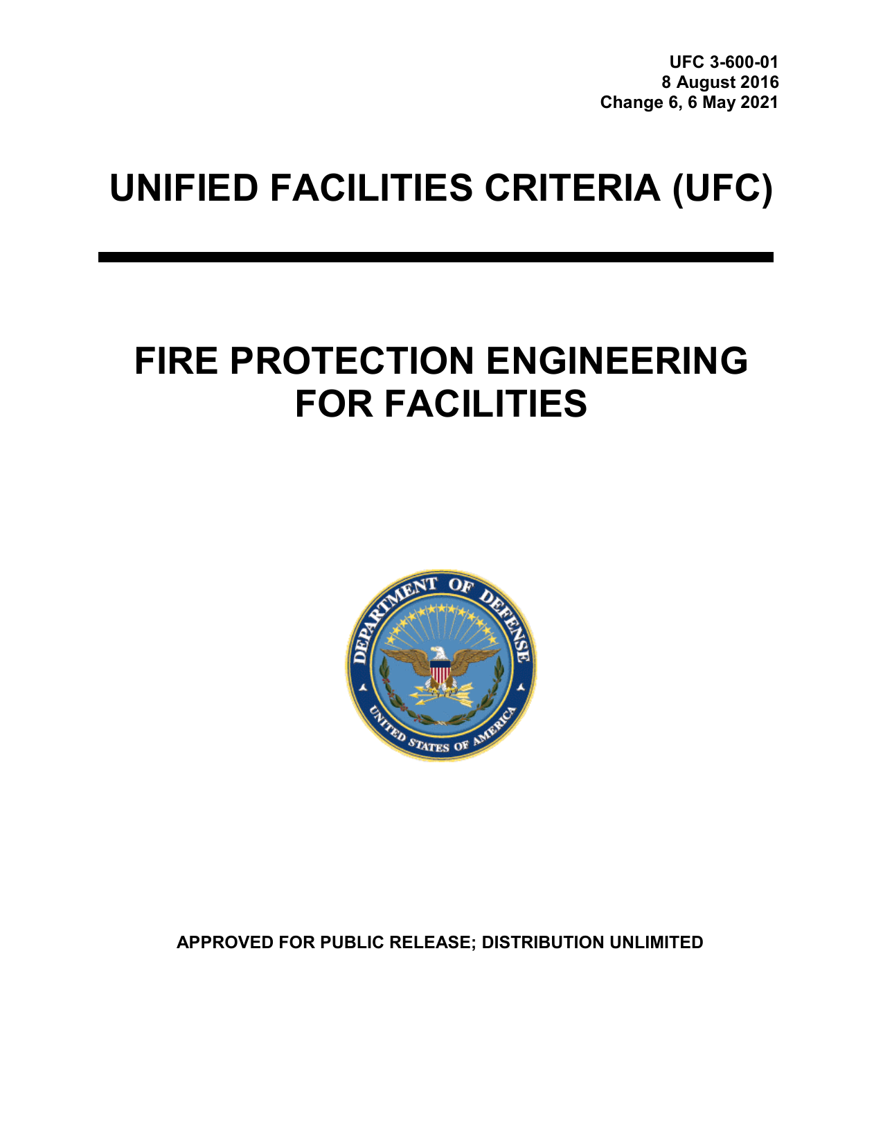 UFC 3-600-01 Fire Protection Engineering for Facilities