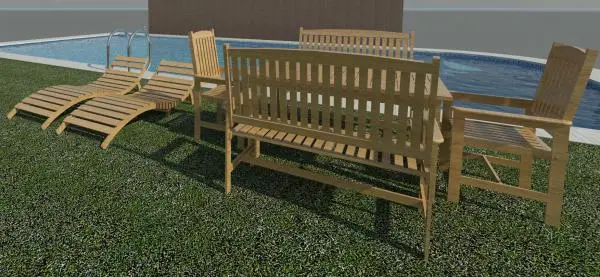 Garden Set - Wood Furniture — preview 1, by Agl Surveys (RevitCity, CC0)