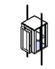 Lift with car and rails
