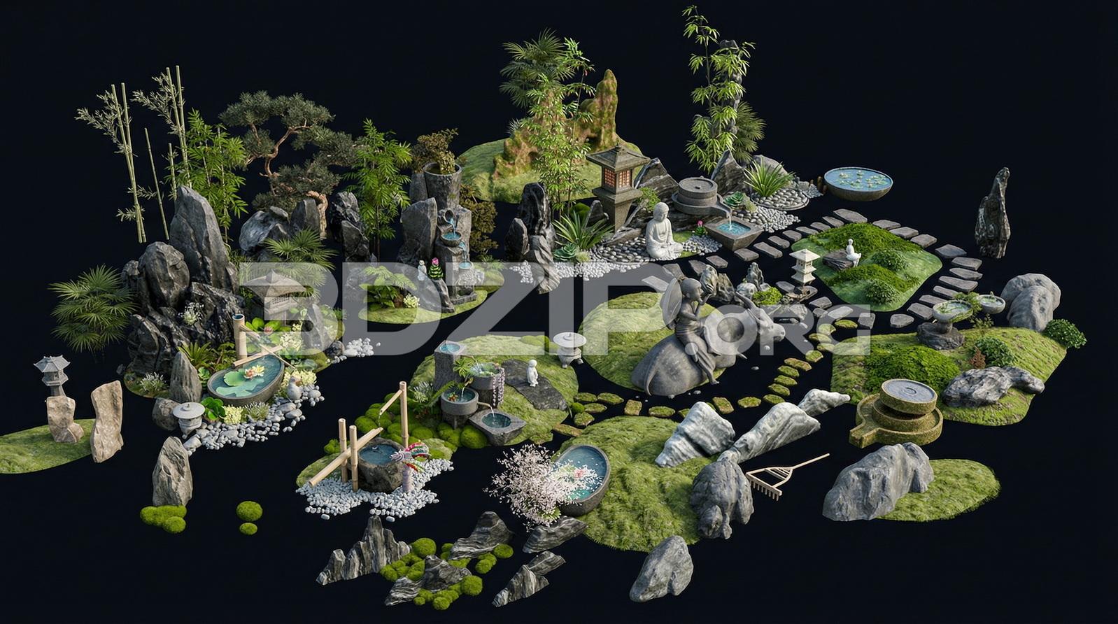 Japanese Zen Garden Mega Asset Pack Landscape