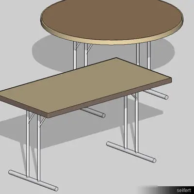 Parametric Table - square or circular — preview 1, by seifert1 (RevitCity, CC0)