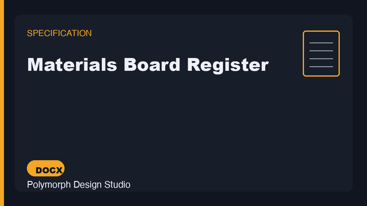 Materials Board Register