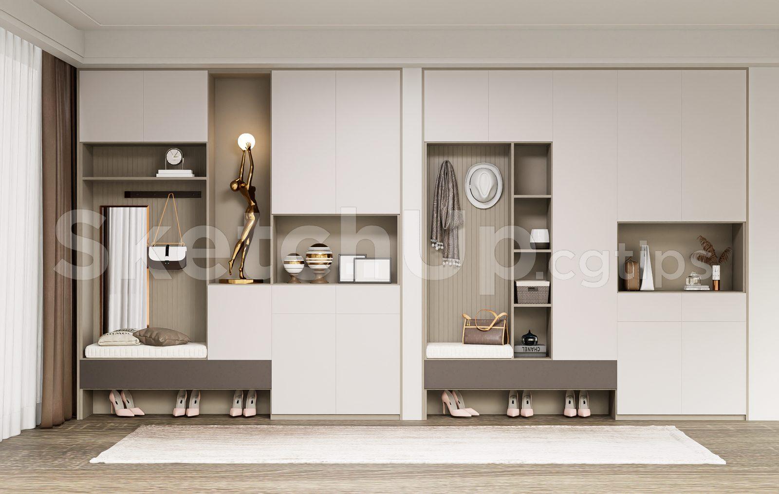 Modern Shoe Cabinet SketchUp 3D Model