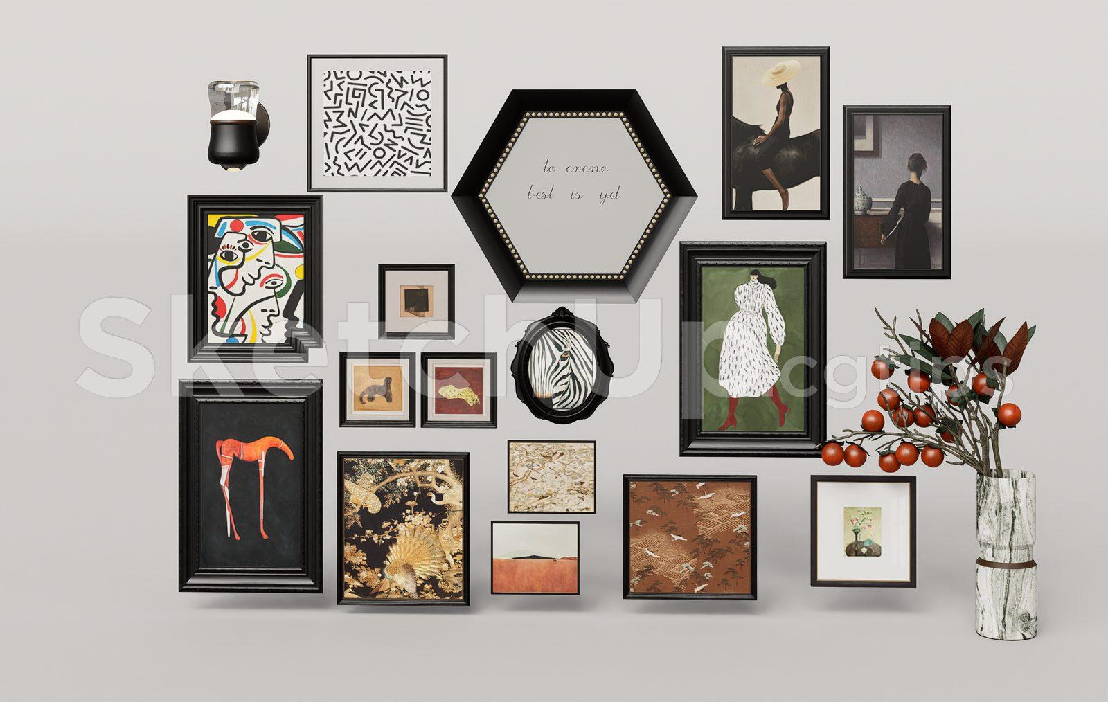 Minimalist Wall Art Frames SketchUp Model – Modern Home Decor