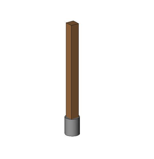 Wooden Post with Concrete Base