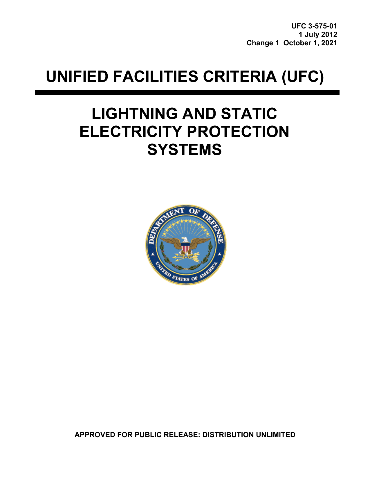 UFC 3-575-01: Lightning and Static Electricity Protection Systems