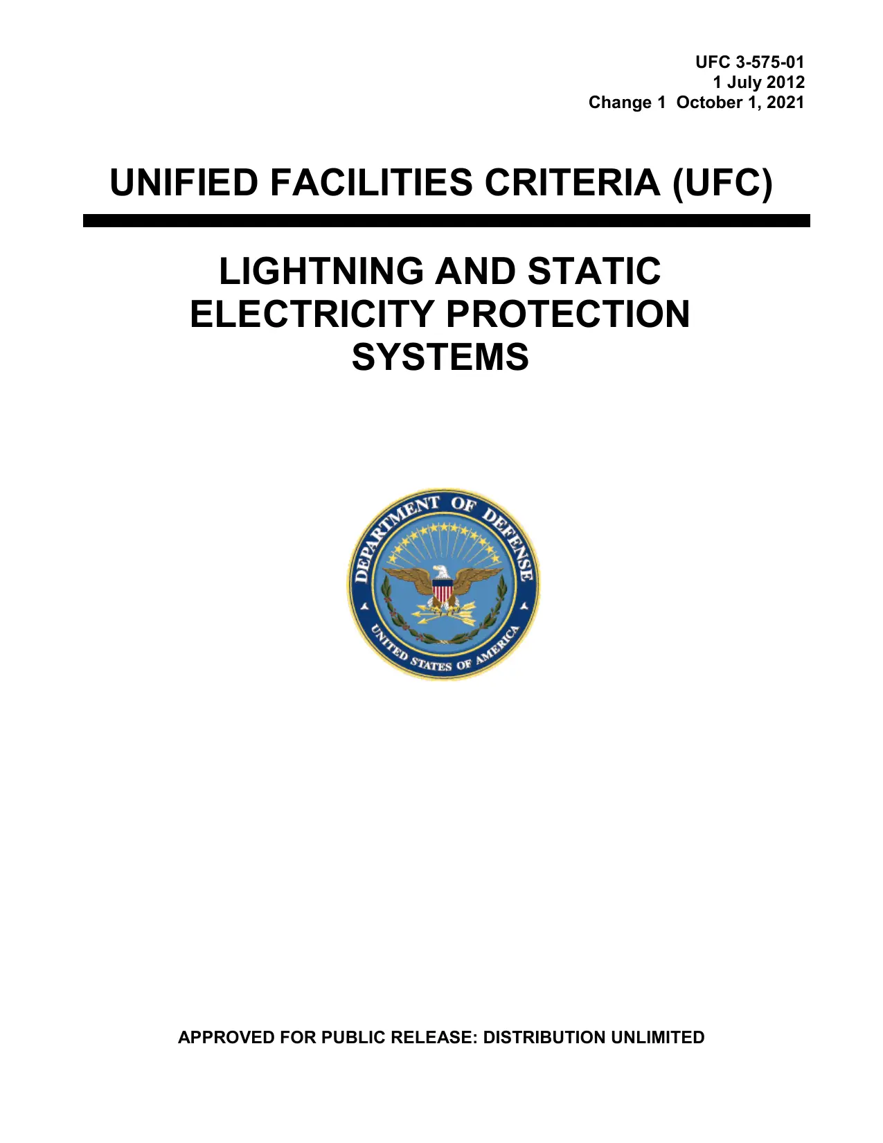 UFC 3-575-01: Lightning and Static Electricity Protection Systems