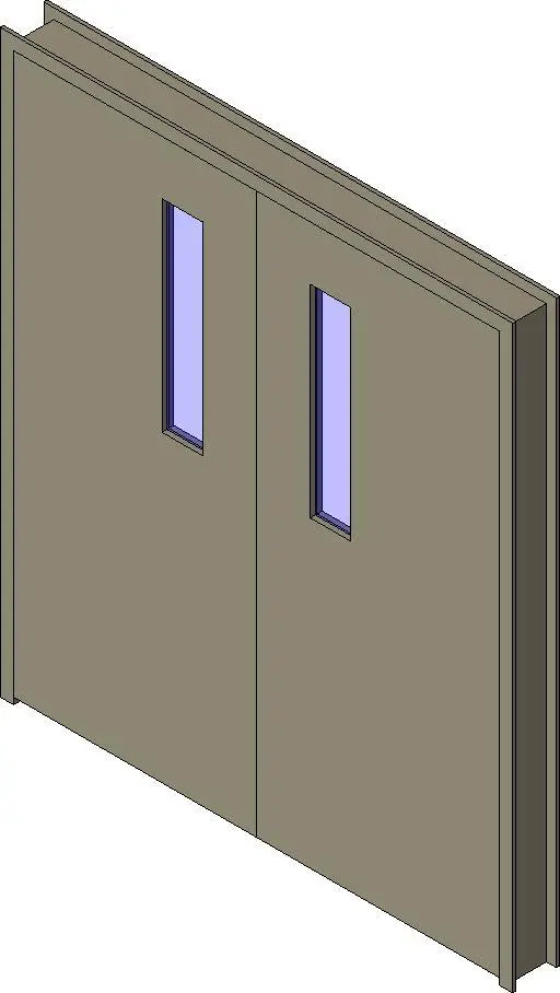 Double Doors w Vision Lites - HM DW Frame