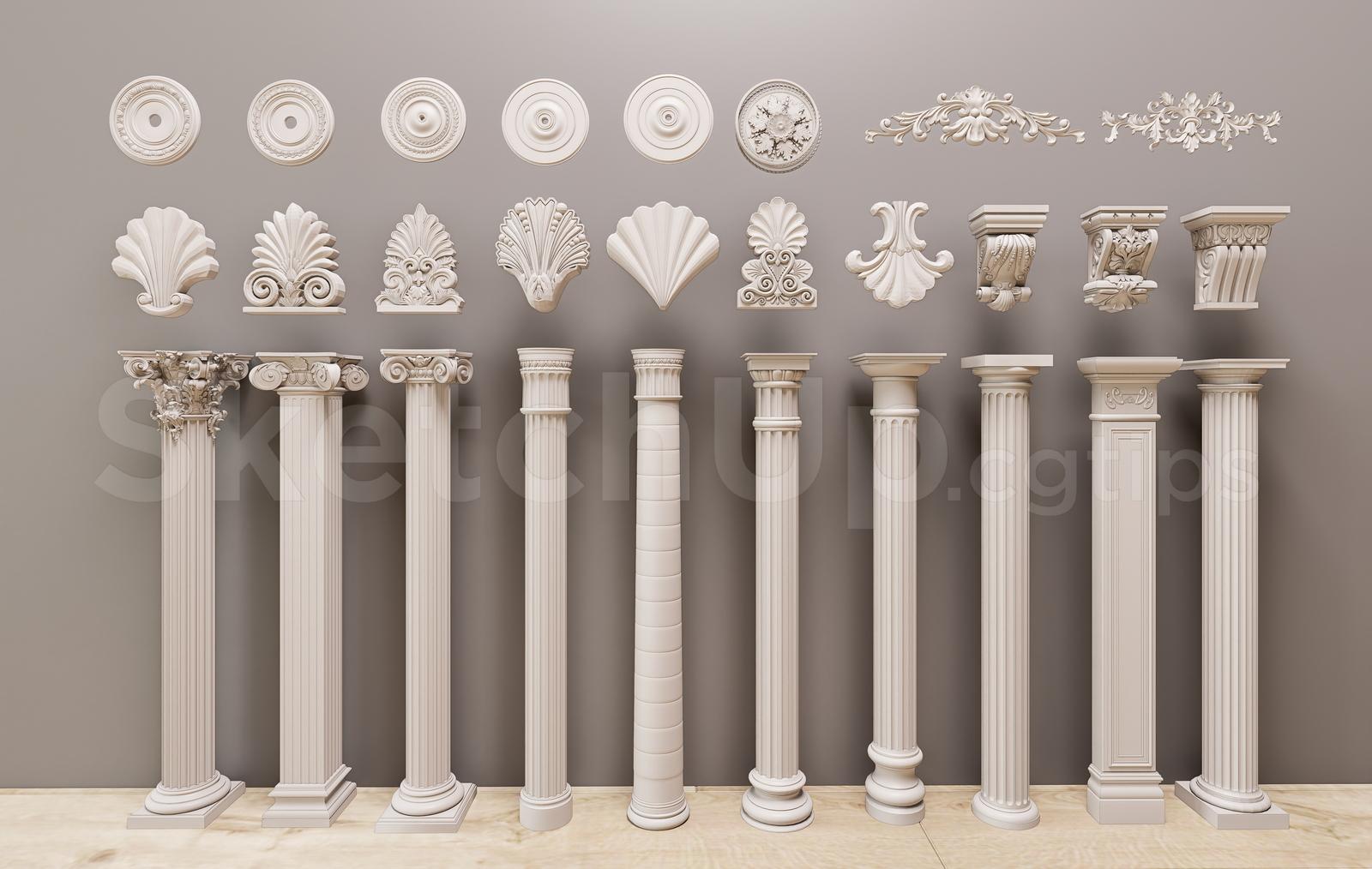 Classical Roman Greek Column and Molding
